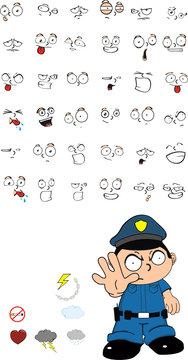funny kid cartoon policeman set8