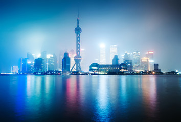 Obraz na płótnie Canvas beautiful shanghai skyline at night,China .