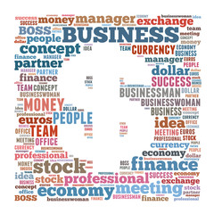 Fototapeta na wymiar Business related word cloud - dollar symbol