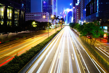 Fototapeta na wymiar busy city traffic road at night