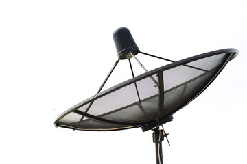 Satellite dish transmission data  on white background