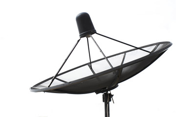 Satellite dish transmission data  on white background