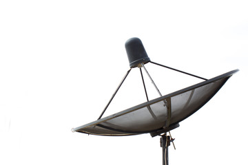 Satellite dish transmission data  on white background