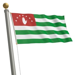 Die Flagge von Abchasien flattert am Fahnenmast