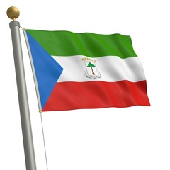 Die Flagge von Äquatorialguinea flattert am Fahnenmast