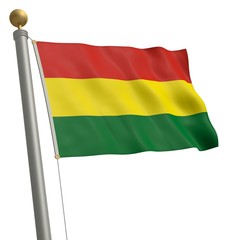 Die Flagge von Bolivien flattert am Fahnenmast