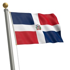 Die Flagge von Dominikanische Republik flattert am Fahnenmast