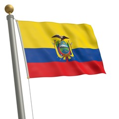 Die Flagge von Ecuador flattert am Fahnenmast