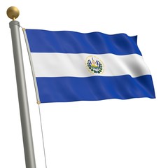 Die Flagge von El Salvador flattert am Fahnenmast