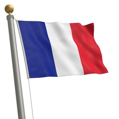 Die Flagge von Frankreich flattert am Fahnenmast