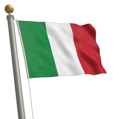 Die Flagge von Italien flattert am Fahnenmast