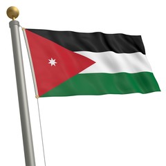 Die Flagge von Jordanien flattert am Fahnenmast