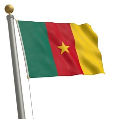 Die Flagge von Kamerun flattert am Fahnenmast
