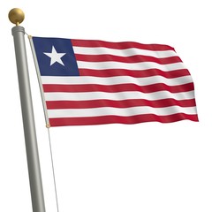Die Flagge von Liberia flattert am Fahnenmast