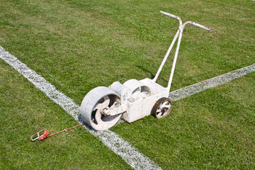 Painting lines football on the field