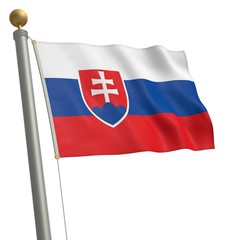 Die Flagge von Slowakei flattert am Fahnenmast