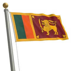 Die Flagge von Sri Lanka flattert am Fahnenmast
