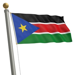 Die Flagge von Südsudan flattert am Fahnenmast