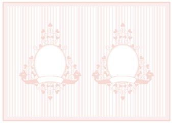 Delicate pink striped background with frames