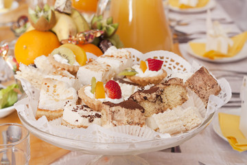 Many sweets and desserts on buffet