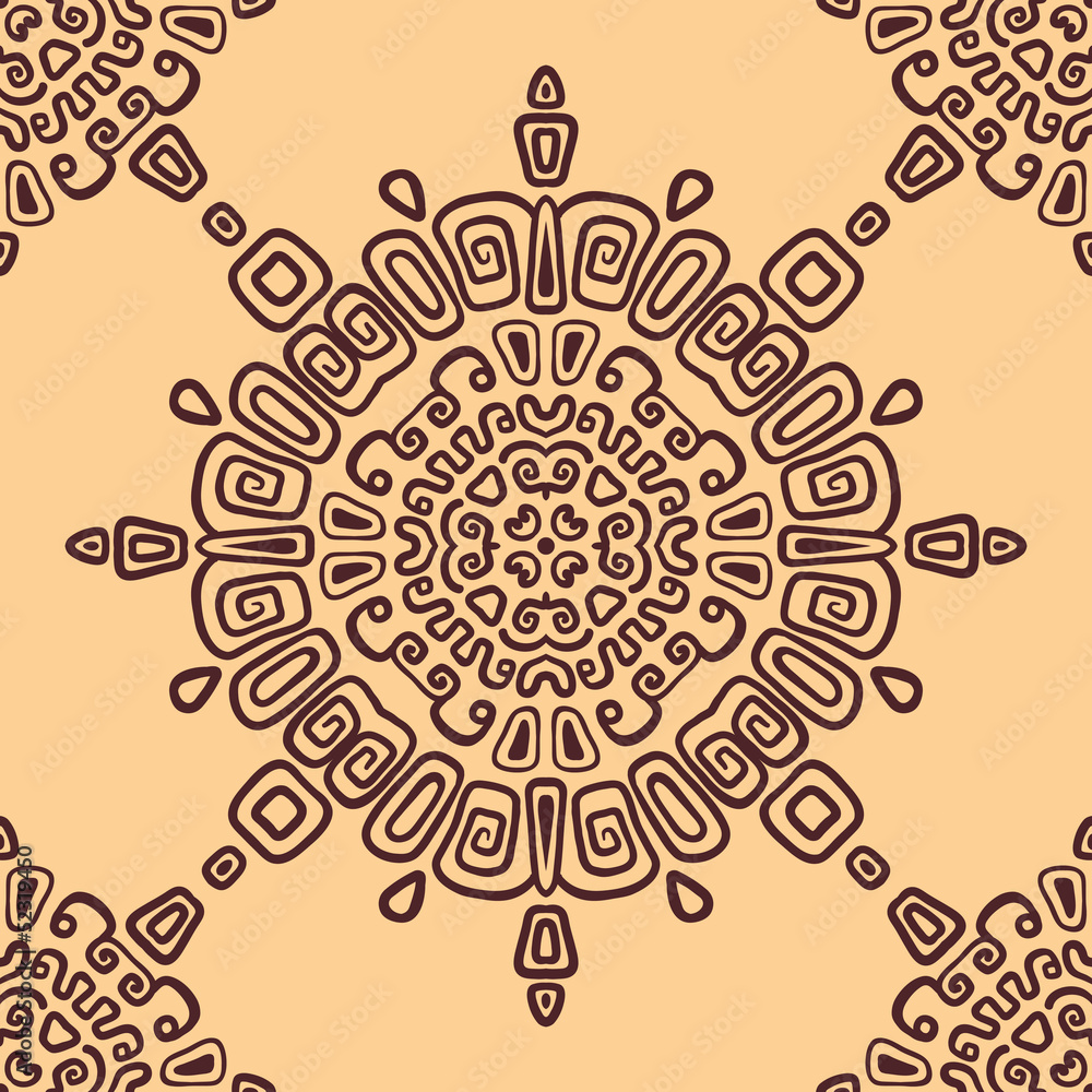 Poster seamless ethnic pattern of circular. seamless pattern can be use