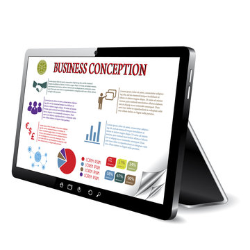 Business conception on the tablet computer screen. Vector illust
