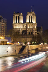 Fototapeta na wymiar Notre Dame and Siena in Paris at night, France