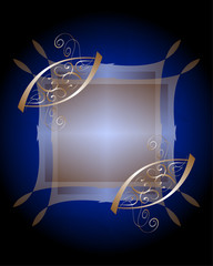 blue background pattern with gold bow