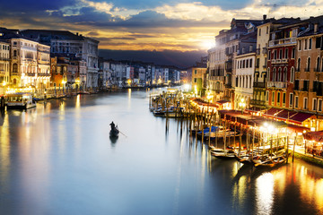 Grand Canal at night, Venice - obrazy, fototapety, plakaty
