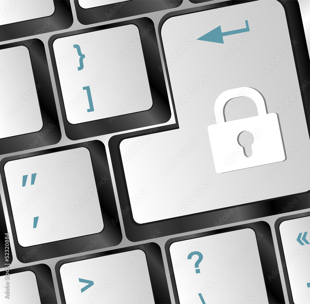 Poster keyboard with lock; button 3d