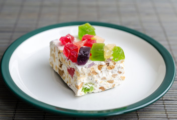 Nougat with marmalade and nuts