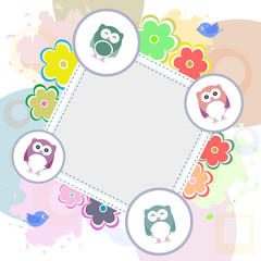 Decorative owl. Bird with floral ornament decoration