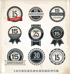 Anniversary sign collection, retro design