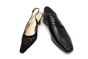 Black male shoe and female shoe