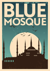 Vintage Blue Mosque Poster