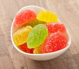 colorful jujube in a white bowl