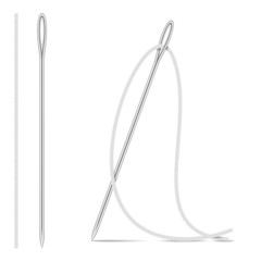 Needle And Thread. Isolated On White. Vector Illustration