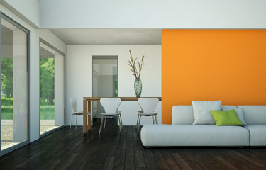 Wohndesign - weisses Sofa im Loft