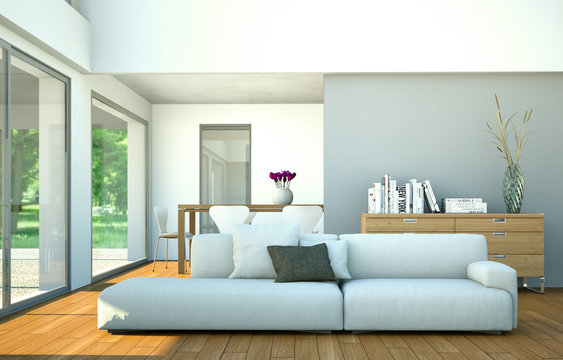 Wohndesign - weisses Sofa im Loft