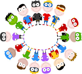 cute superheroes circle