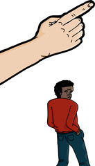 Pointing Finger Above Black Man