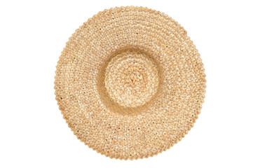 Straw hat isolated top view
