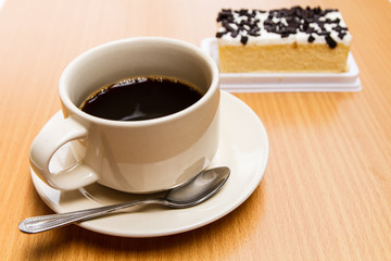 Black coffee with cake
