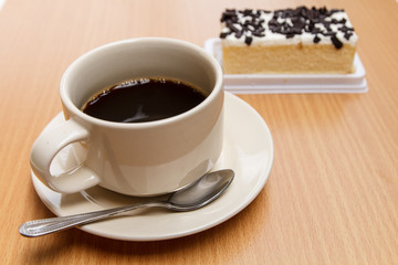 Black coffee with cake