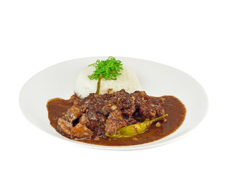 schweinefleisch in blutwurst sauce