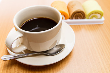 Black coffee with cake