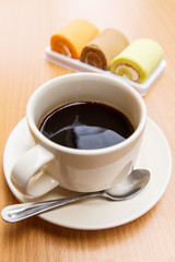 Black coffee with cake