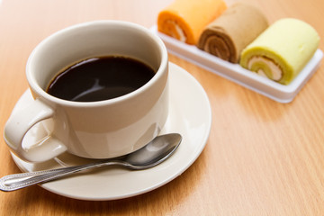 Black coffee with cake