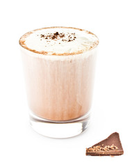 Iced blended frappe coffee isolated on white background