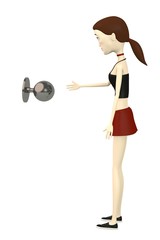 3d render of cartoon character with knob